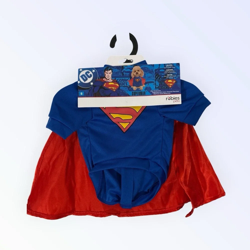 DC Comics Superman Dog Costume Set Size SMALL Polyester Red Blue Yellow Rubies